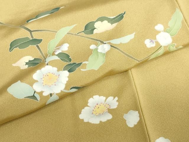 平和屋着物○京加賀糸目友禅作家 山崎巌 訪問着 草花文 反端付き 正絹