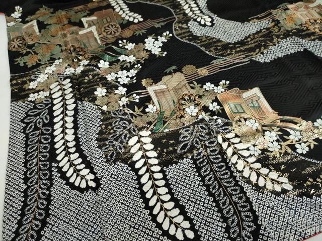 絞り 御所車草花文