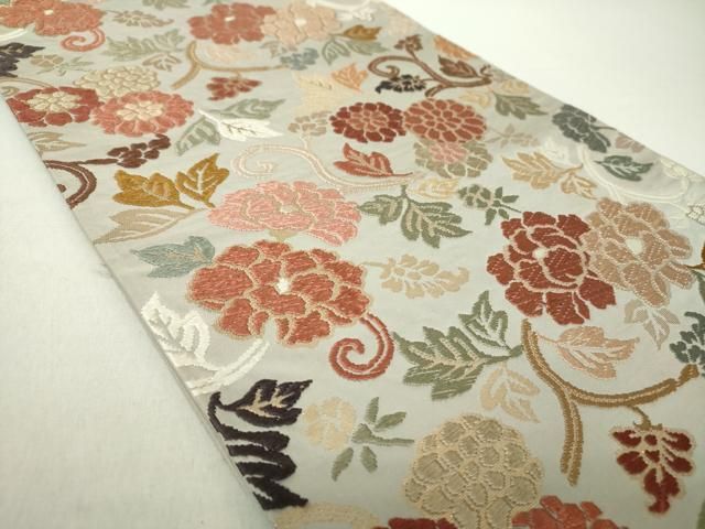 平和屋着物 六通柄袋帯 唐織 花唐草文 金糸 正絹 ps