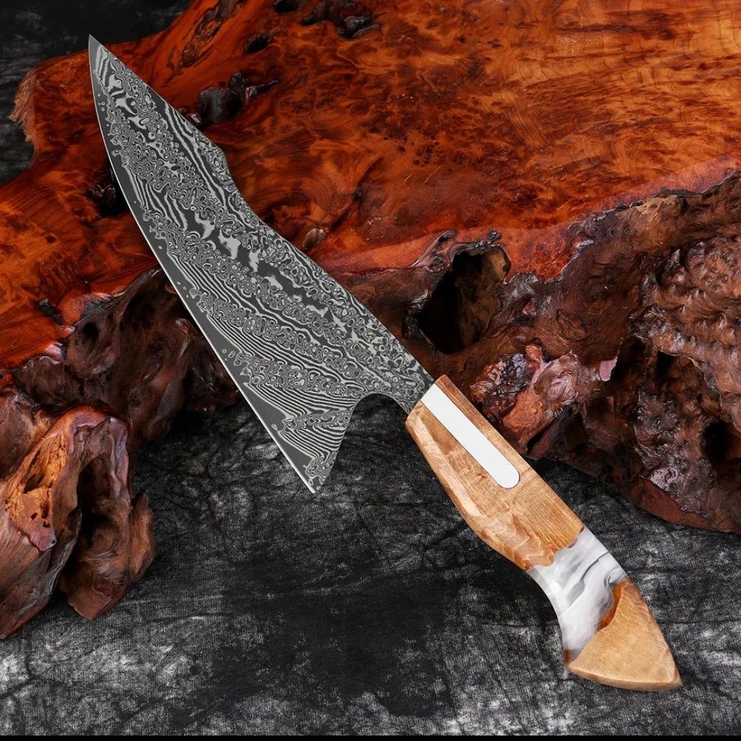 新作】プレゼント付き 67層 ダマスカス鋼 デザイン 牛刀 シェフナイフ
