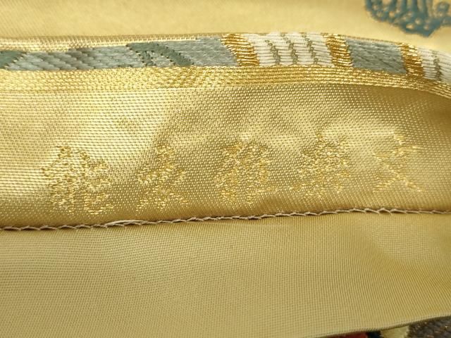 平和屋着物●六通柄袋帯　唐織　能衣雅楽文　金糸　正絹　逸品　DABA1197ps 平和屋着物○六通柄袋帯 唐織 能衣雅楽文 金糸 正絹 逸品 DABA1197ps