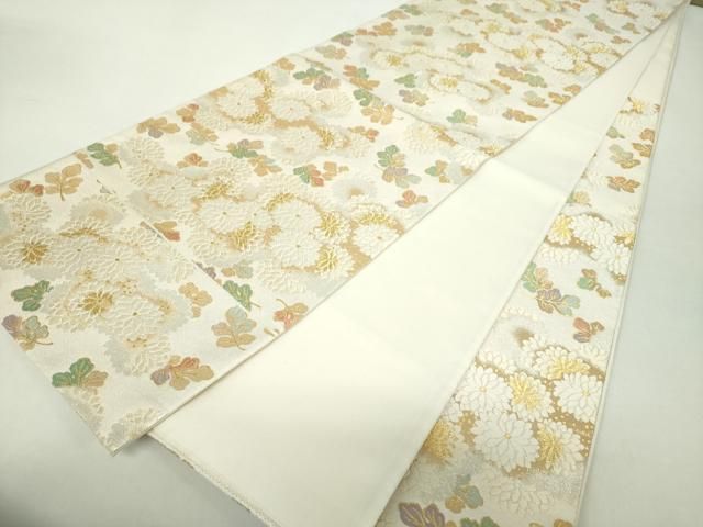 平和屋着物○六通柄袋帯 唐織 作家物 菊文 金銀糸 正絹 逸品