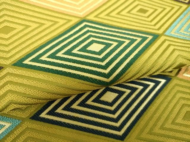  平和屋着物 西陣 白綾苑大庭 六通柄袋帯 唐織 菱繋ぎ 金糸 正絹 ps 袋帯 帯