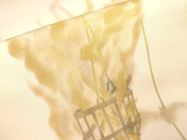  平和屋着物 塩瀬 九寸開き名古屋帯 手描き 焚火 金彩 正絹 op 名古屋帯 帯