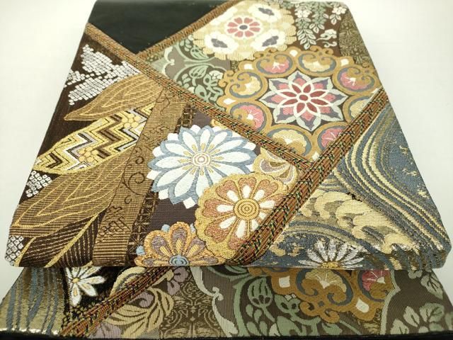平和屋着物 六通柄袋帯 切嵌 立波正倉院花文 金銀糸 正絹 ps
