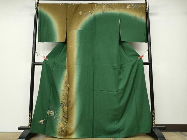 平和屋着物 訪問着 手描き 刺繍 楽器枝花文 暈し染め 金彩 やまと誂製 正絹 ut