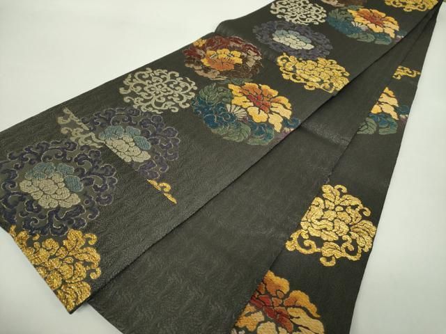  平和屋着物 六通柄袋帯 唐織富貴唐草文 金糸 正絹 ps 袋帯 帯