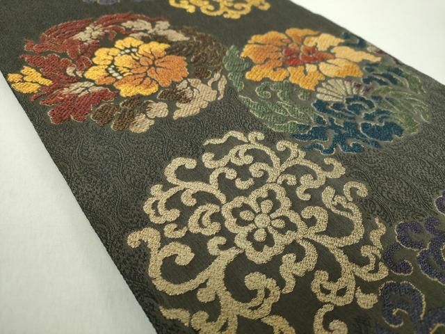 平和屋着物 六通柄袋帯 唐織富貴唐草文 金糸 正絹 ps