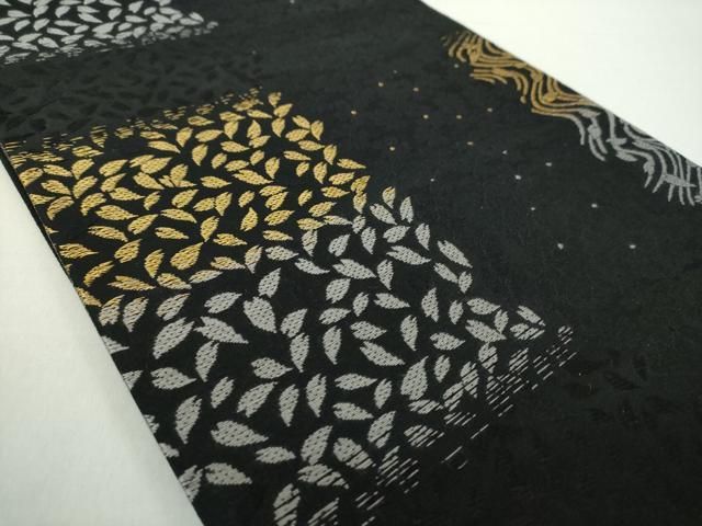 平和屋着物 六通柄袋帯 唐織 舞桜 黒地 金糸 正絹 ps