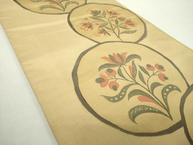 平和屋着物 名門木屋太 今河織物 六通柄 本袋帯 更紗花丸文 正絹 ps