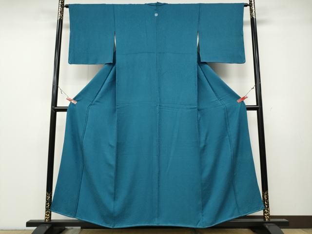 平和屋着物 上質な色無地 立波草花地紋 薄藍色 正絹 ut