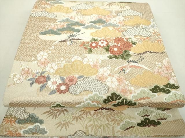 平和屋着物 六通柄袋帯 唐織 錦繍綴 御所松鶴文 金糸 正絹 ps