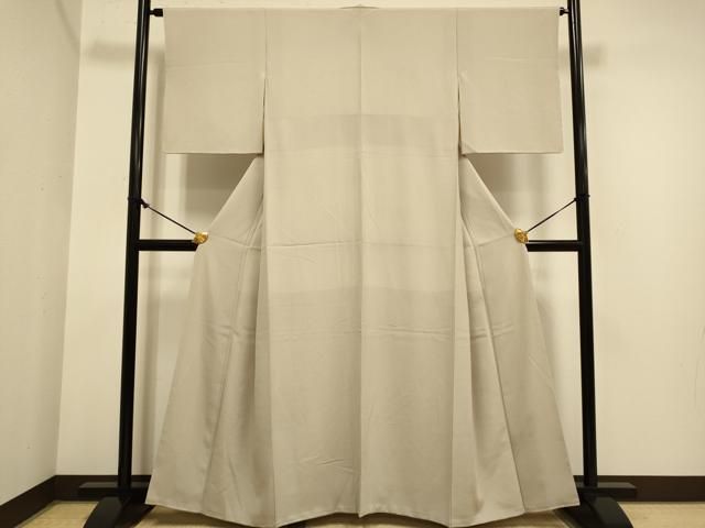 平和屋着物 上質な色無地 格子地紋 白茶色 正絹 du