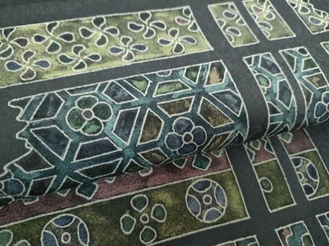  平和屋着物 京友禅作家 黒島敏 九寸名古屋帯 麻の葉花文 正絹 ps 名古屋帯 帯