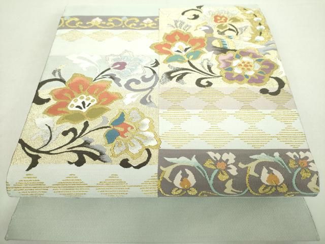 平和屋着物 爪掻き本綴れ 八寸名古屋帯 更紗花鳥文 金銀糸 正絹 ps