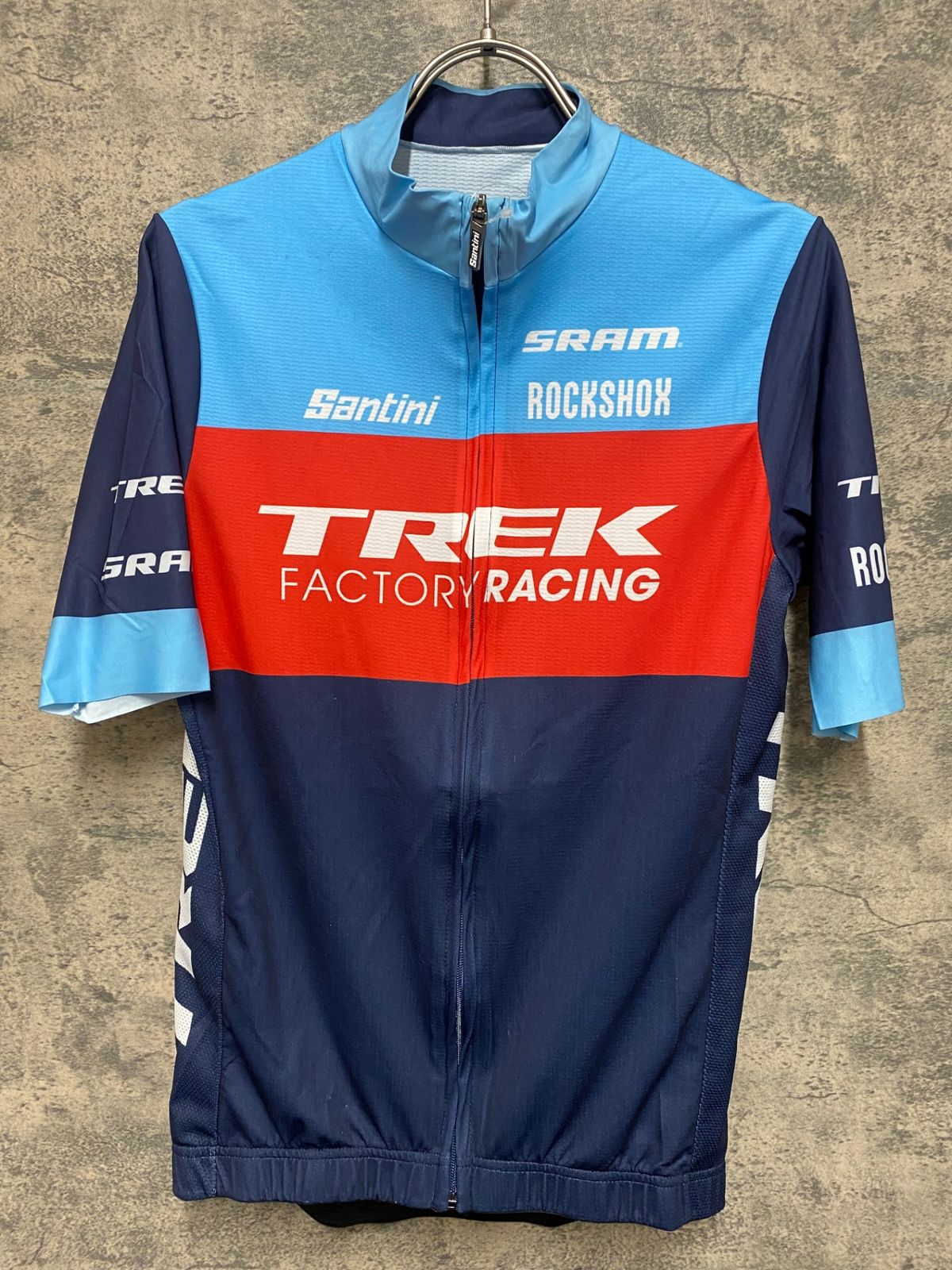 JS451 サンティーニ Santini 半袖 サイクルジャージ ネイビー 赤 M