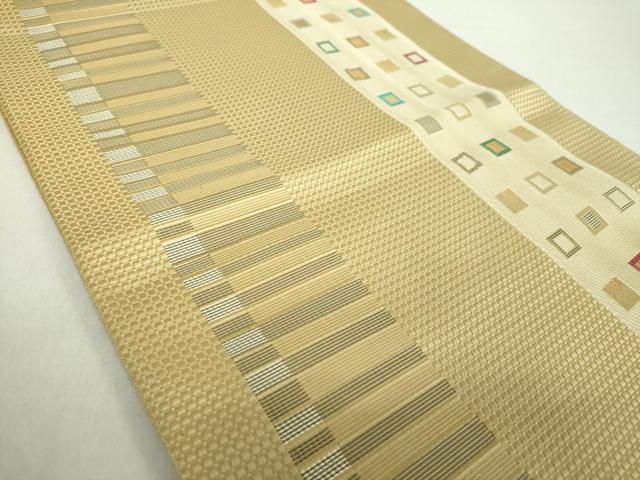 平和屋着物 本場筑前博多織 八寸名古屋帯 間道 金糸 正絹 ps