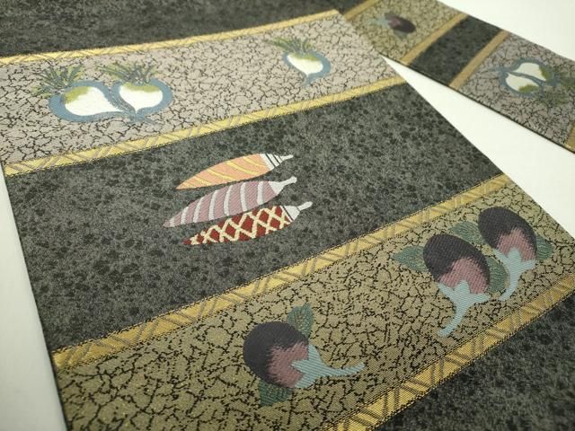 平和屋着物 九寸名古屋帯 成り物 蕪 金糸 金通し地 正絹 ps