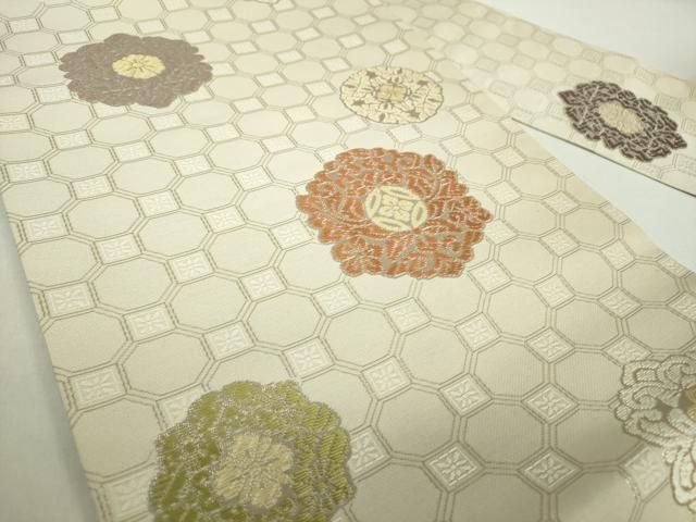 平和屋着物 九寸名古屋帯 唐織 蜀江花文 金銀糸 正絹 ps