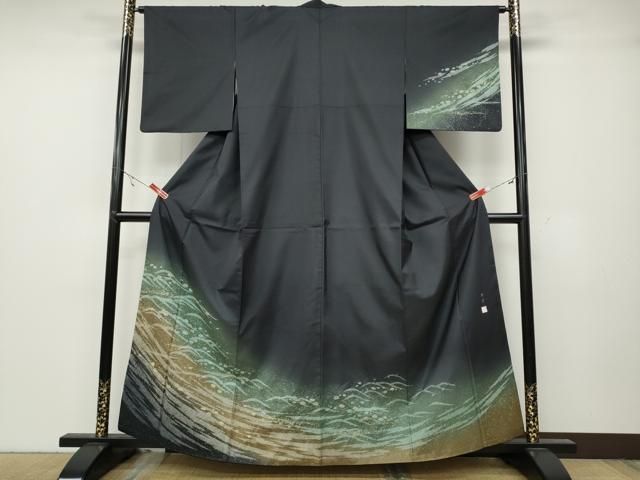 平和屋着物 訪問着 本場縞大島 作家物 谷口邦彦 立波文 暈し染め 正絹 ut