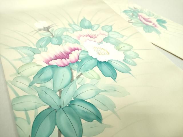 平和屋着物 内山晴祥 手描き 塩瀬 九寸名古屋帯 枝花文 正絹 ps