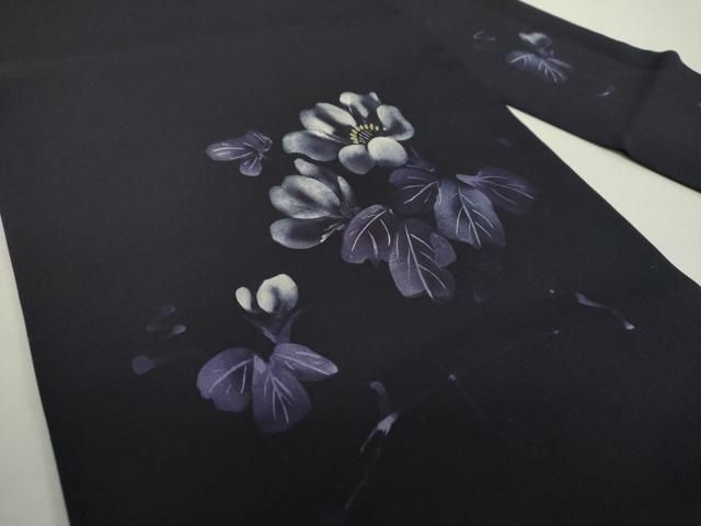 平和屋着物 塩瀬 九寸名古屋帯 手描き 草花文 金彩 正絹 ps