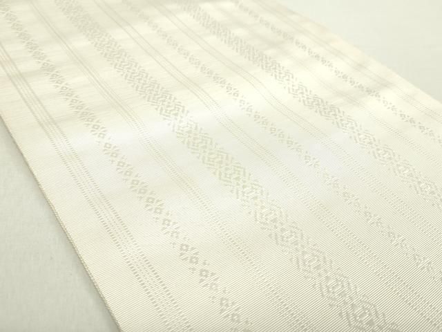 平和屋着物 博多織人 黒木織物 本場筑前博多帯 八寸名古屋帯 献上 生成色 三越扱い 証紙付き 正絹 ps