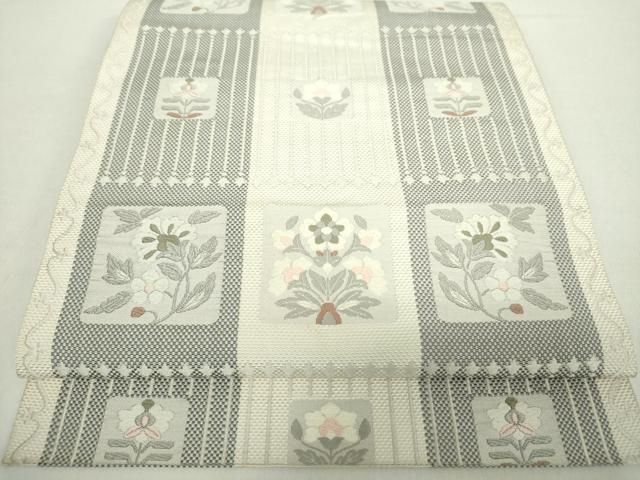 平和屋着物 本場筑前博多織 つけ帯 更紗花文 正絹 ps