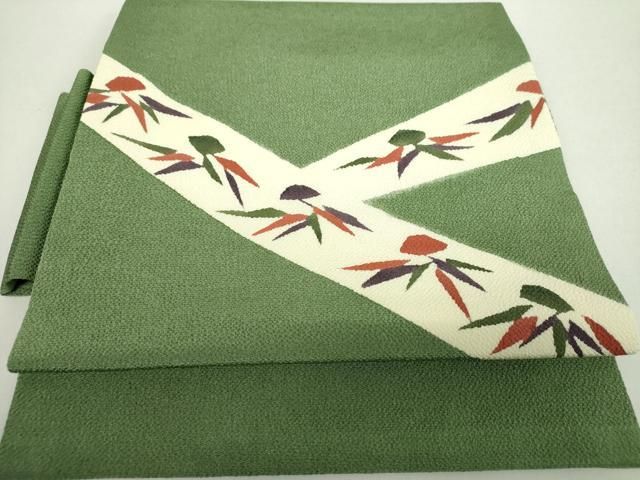 平和屋着物 つけ帯 型染 草花文 鬼しぼ縮緬 正絹 ps