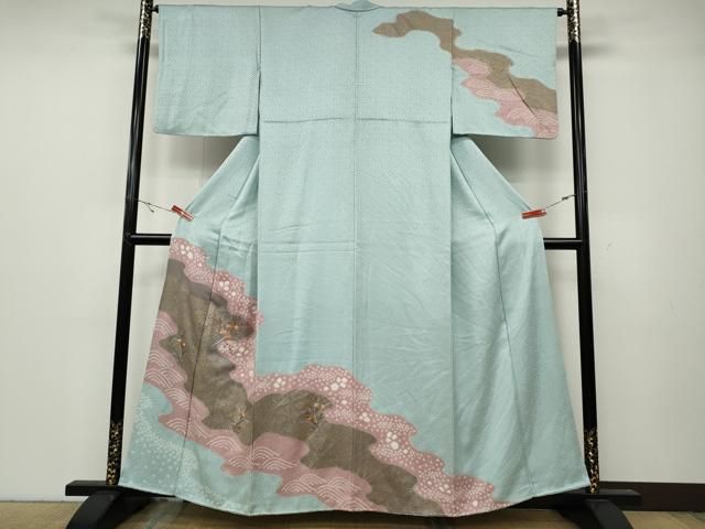 平和屋着物 訪問着 絞り 刺繍 道長花文 金彩 正絹 ut