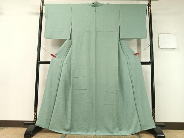 平和屋着物 上質な色無地 花松地紋 水浅葱色 正絹 vp