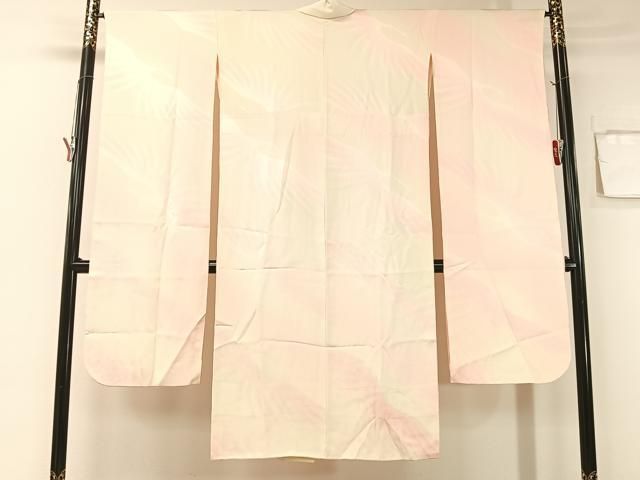 平和屋着物 振袖用長襦袢 袷 飛鶴地紋 暈し染め 半衿刺繍 広衿仕立て 正絹 vp