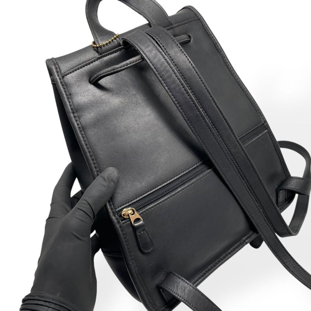 極美品 COACH オールドコーチ リュック USA製 ブラック レザー 本革