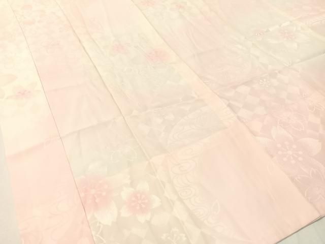  平和屋着物 振袖用長襦袢 無双仕立て 流水舞桜地紋 暈し染め 正絹 vp 長襦袢 長襦袢 半襦袢