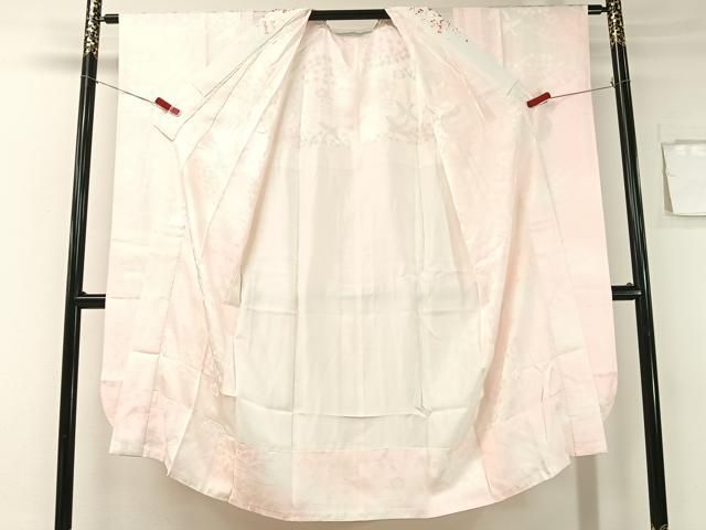 平和屋着物●振袖用長襦袢　無双仕立て　飛鶴花地紋　暈し染め　半衿刺繍　正絹　逸品　CABB4857vp 平和屋着物○振袖用長襦袢 無双仕立て 飛鶴花地紋 暈し染め