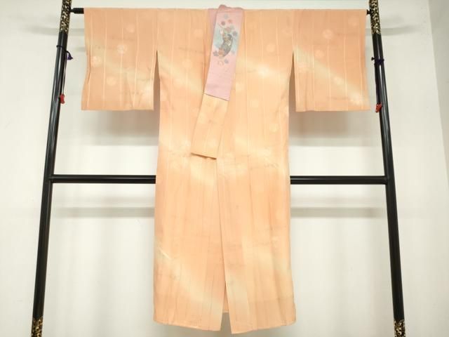 平和屋着物 長襦袢 袷 地紋起こし 草花丸地紋 暈し染め 銀彩 半衿刺繍 正絹 ud