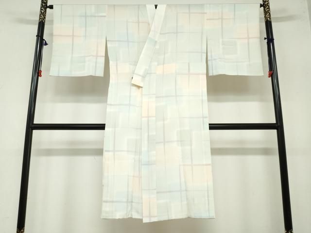 平和屋着物 長襦袢 無双仕立て 変わり格子文 暈し染め 正絹 ud