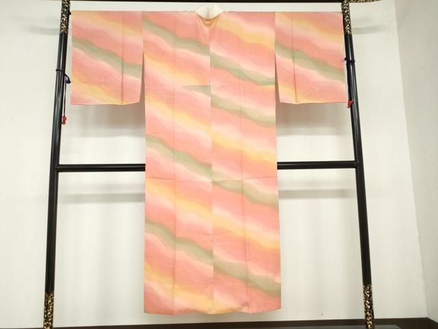 平和屋着物 長襦袢 袷 花唐草地紋 暈し染め 正絹 ud