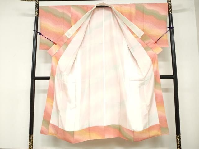 平和屋着物 長襦袢 袷 花唐草地紋 暈し染め 正絹 ud