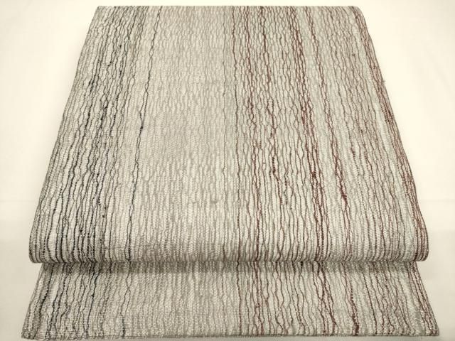 平和屋着物 スリーシーズン 春夏秋 六通柄袋帯 霞文 銀通し地 正絹 ak