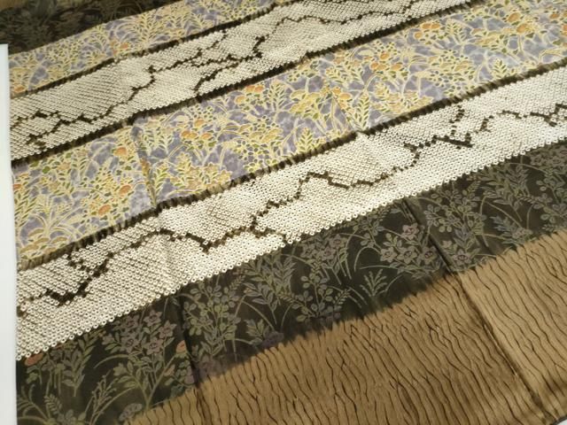  平和屋着物 訪問着 絞り 横段草花文 金彩 正絹 ud 訪問着 付け下げ 着物