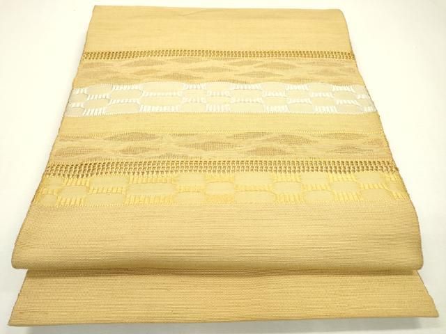 平和屋着物 八寸名古屋帯 紬地 もじり織 めがね織 横段文 正絹 fe