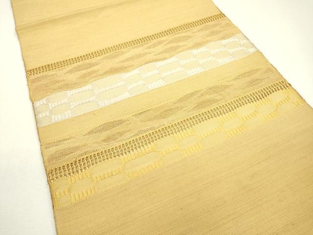 平和屋着物 八寸名古屋帯 紬地 もじり織 めがね織 横段文 正絹 fe