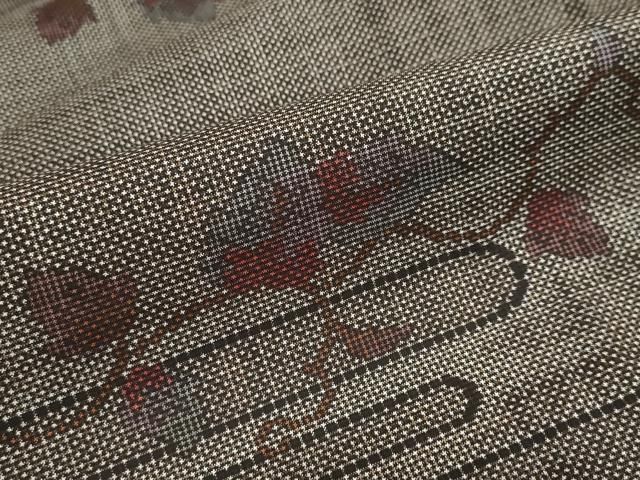  平和屋着物 本場大島紬 7マルキ エ霞蔦の葉文 正絹 ud 紬 着物