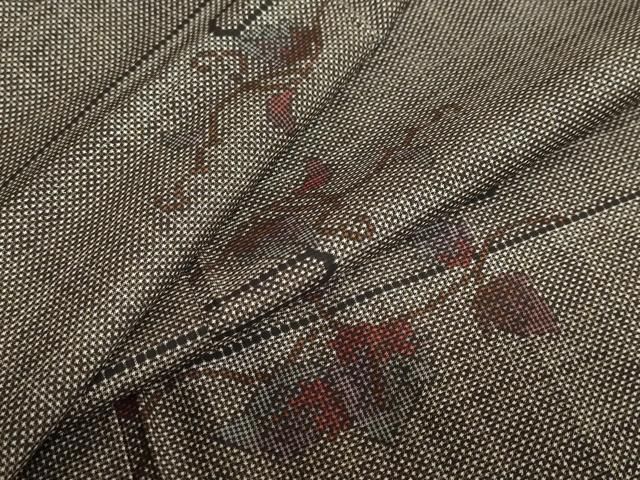 平和屋着物 本場大島紬 7マルキ エ霞蔦の葉文 正絹 ud