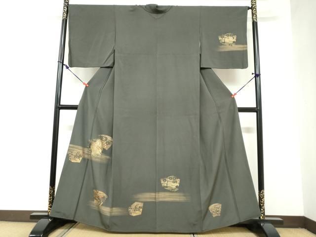 平和屋着物 訪問着 竹屋町刺繍 地紙草花文 暈し染め 金彩 正絹 ud