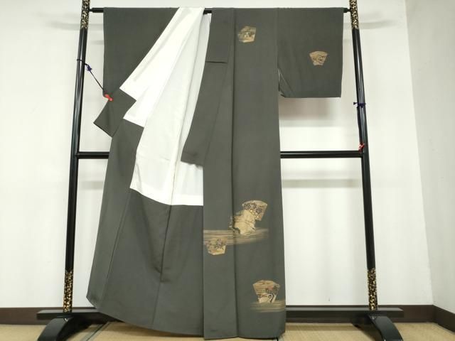 平和屋着物 訪問着 竹屋町刺繍 地紙草花文 暈し染め 金彩 正絹 ud