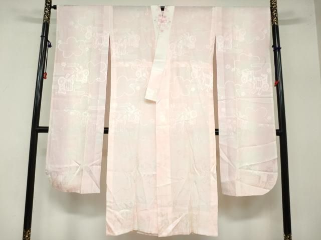 平和屋着物 振袖用長襦袢 無双仕立て 御所車舞花地紋 暈し染め 京都きもの友禅扱い 半衿刺繍 正絹 ud