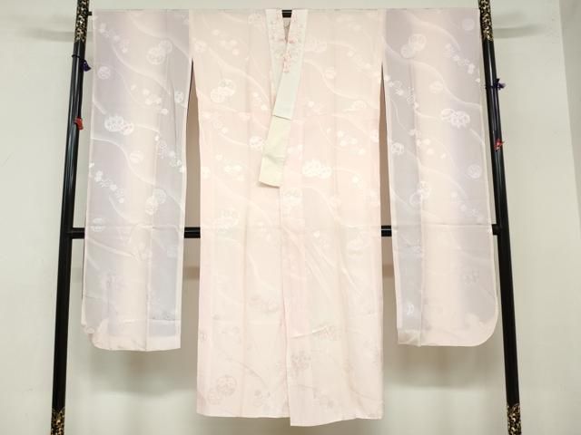 平和屋着物○振袖用長襦袢 袷 手毬舞桜地紋 暈し染め 半衿刺繍 正絹