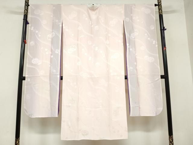 平和屋着物 振袖用長襦袢 袷 手毬舞桜地紋 暈し染め 半衿刺繍 正絹 ud